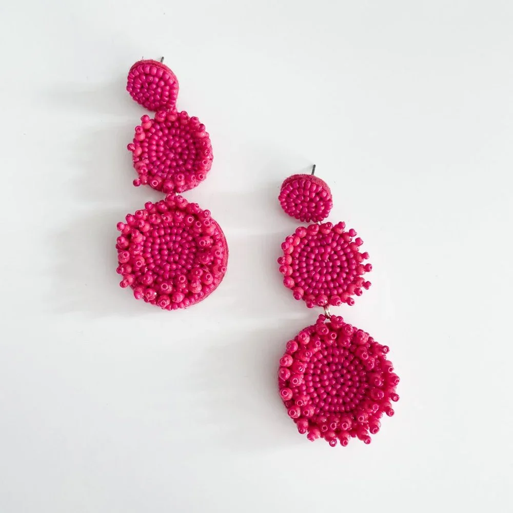 J. Crew Factory Beaded Statement Earrings (Wild Berry) - Picture 1 of 3